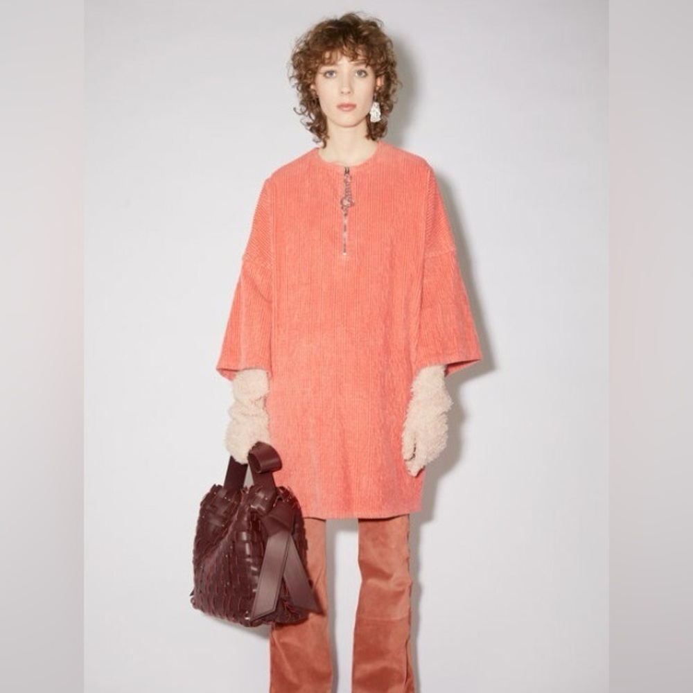 Acne Studios Corduroy Coral Tunic Mini Dress